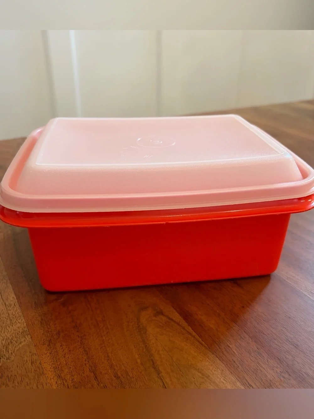 Vintage Tupperware #1254 Freeze-N-Save Ice Cream Keeper Container Lid Red-Orange